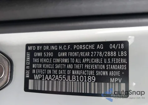 2018 Porsche Macan z USA, uszkodzony, nr VIN WP1AA2A55JLB10189